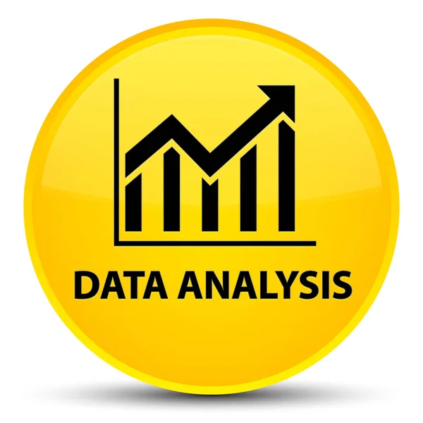 Analisis data (ikon statistik) tombol bundar kuning spesial — Stok Foto