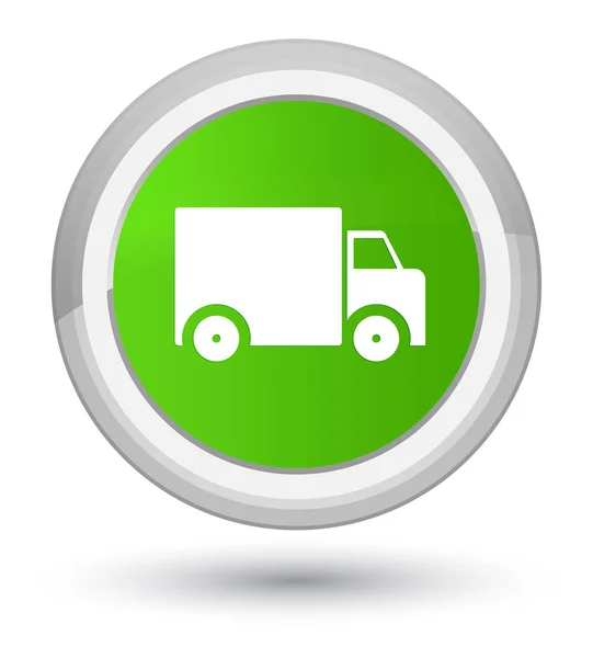 Dodací truck ikonu prvotní měkké zelené kulaté tlačítko — Stock fotografie