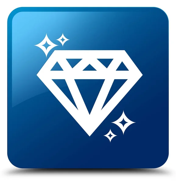 Diamant-Symbol blauer quadratischer Knopf — Stockfoto