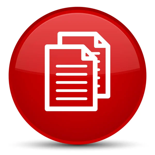 Documentos ícone especial botão redondo vermelho — Fotografia de Stock