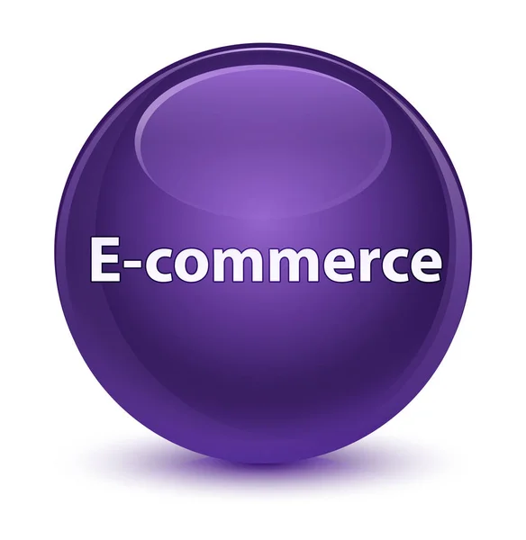 Електронна комерція скляно-фіолетова кругла кнопка — стокове фото