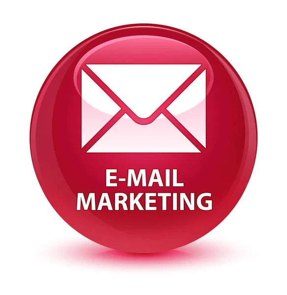 Розовая круглая кнопка маркетинга по электронной почте — стоковое фото