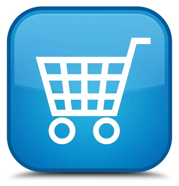Icono de comercio electrónico botón cuadrado azul cian especial —  Fotos de Stock