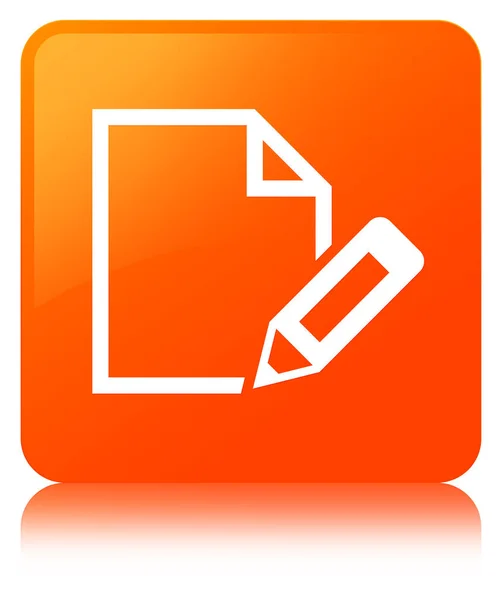 Belge simgesi turuncu kare düğme Düzenle — Stok fotoğraf