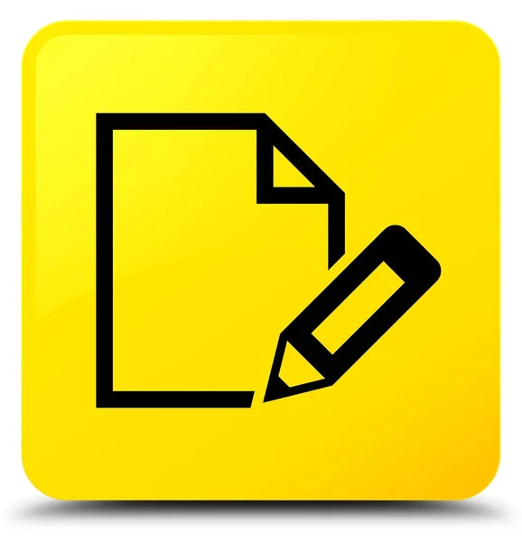 Redigera dokument ikon gula fyrkantiga knappen — Stockfoto