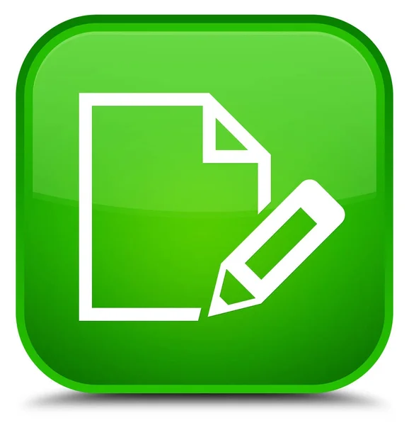 Editar ícone de documento botão quadrado verde especial — Fotografia de Stock