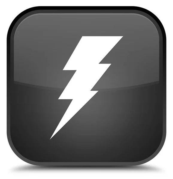 Icono de electricidad botón cuadrado negro especial —  Fotos de Stock