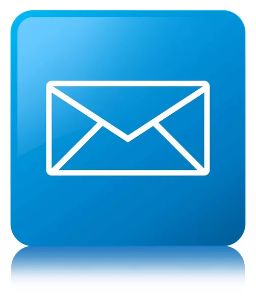 电子邮件图标青色蓝色方形按钮 — 图库照片