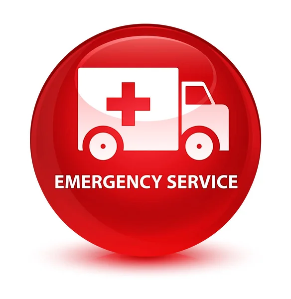 Service d'urgence bouton rond rouge vitreux — Photo