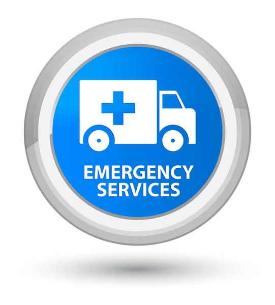 Servicios de emergencia prime cyan azul botón redondo — Foto de Stock