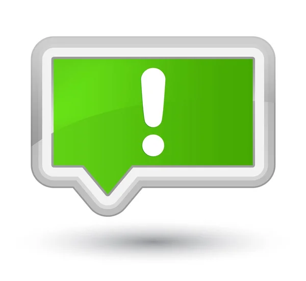 Ícone de ponto de exclamação botão de banner verde macio — Fotografia de Stock