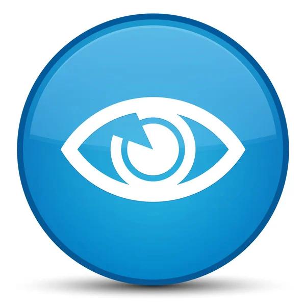 Піктограма очей спеціальна блакитна кругла кнопка — стокове фото