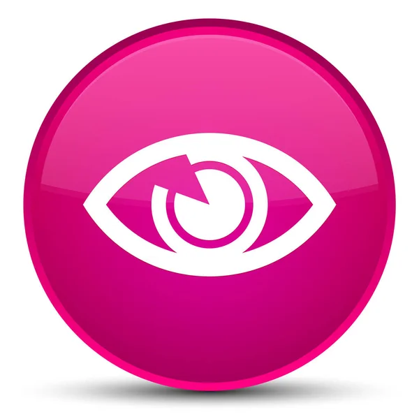 Auge Symbol spezielle rosa runden Knopf — Stockfoto