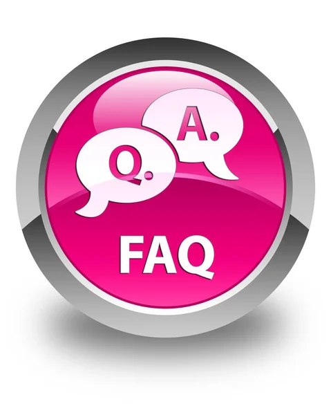 Faq (question answer bubble icon) glossy pink round button — Stock Photo, Image