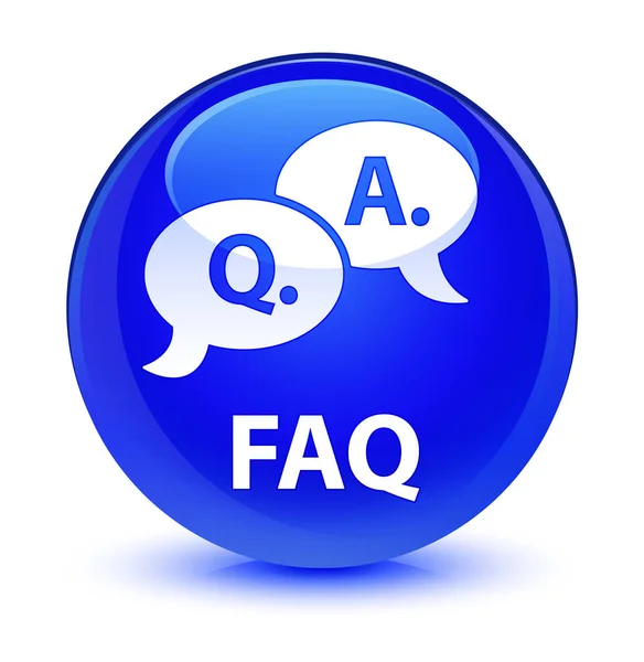 FAQ (fråga svar bubbla ikon) glasartad blå runda knappen — Stockfoto