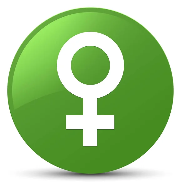 Ícone de sinal feminino botão redondo verde suave — Fotografia de Stock