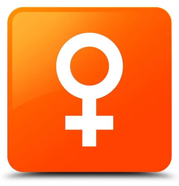 Female sign icon orange square button — Stock Photo, Image