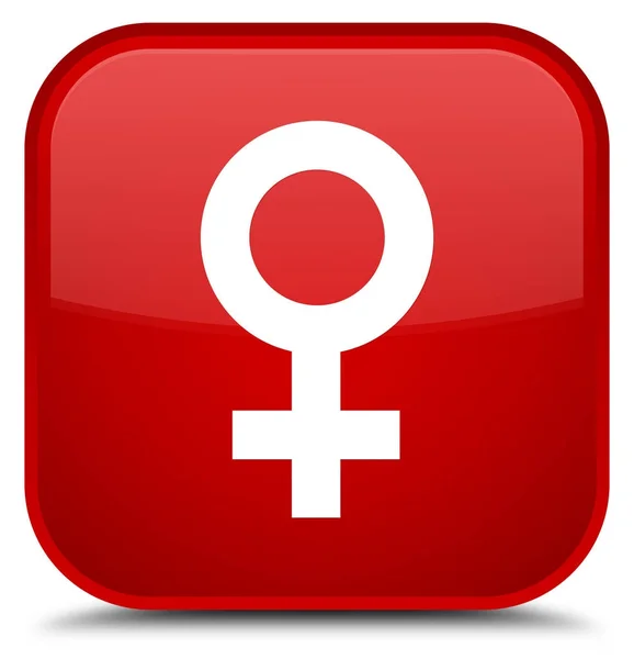 Female sign icon special red square button — Stock Photo, Image