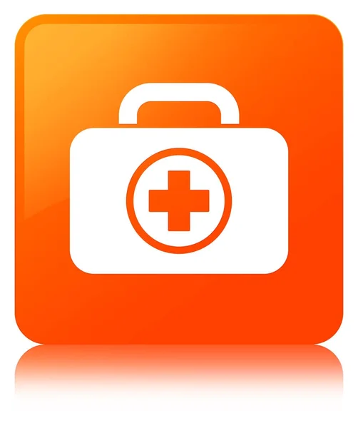 First aid kit ikonu oranžové čtvercové tlačítko — Stock fotografie