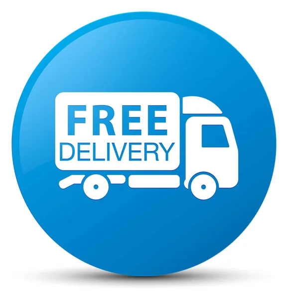 Free delivery truck icon cyan blue round button — Stock Photo, Image