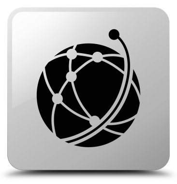 Küresel ağ kutsal kişilerin resmi beyaz kare düğme