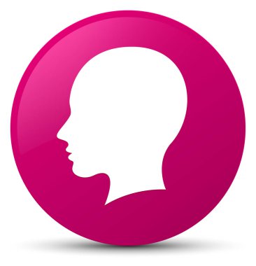 Baş kadın yüz simgesi düğmesini pembe