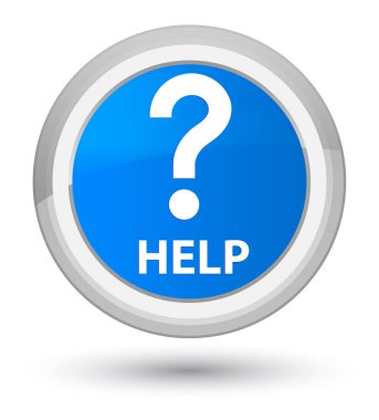 Yardım (soru simgesi) asal camgöbeği mavi yuvarlak düğmesi