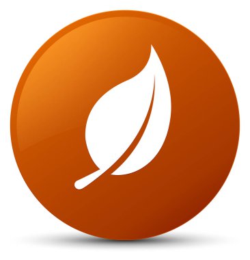 Yaprak simgesi kahverengi yuvarlak düğmesi