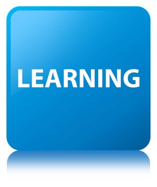 Öğrenme camgöbeği mavi kare düğme