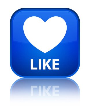 (Kalp simgesi) özel mavi kare düğme gibi