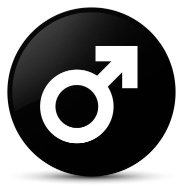 Erkek işareti simgesi siyah yuvarlak düğmesi