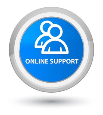 Çevrimiçi destek (grup simgesi) asal camgöbeği mavi yuvarlak düğmesi