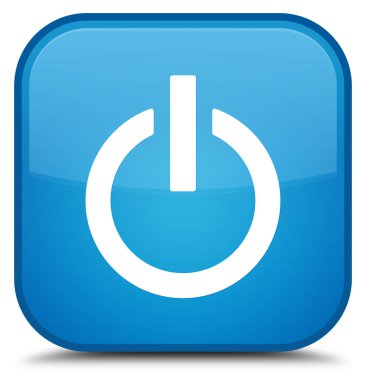 Güç simgesi özel camgöbeği mavi kare düğme