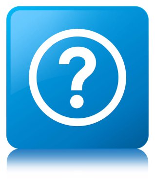 Soru simgesi mavi mavi kare düğme