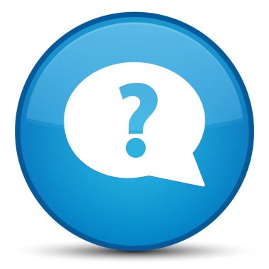 Soru işareti kabarcık simgesini özel mavi mavi yuvarlak düğmesi