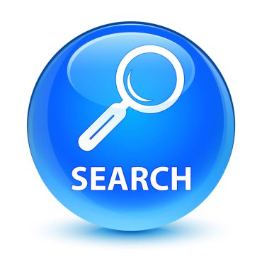 Arama camsı camgöbeği mavi yuvarlak düğmesi