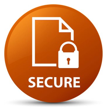 Güvenli (Belge sayfa asma kilit simgesi) kahverengi yuvarlak düğmesi