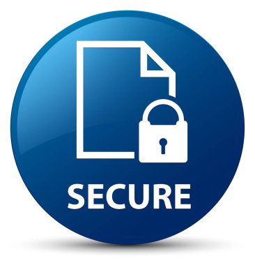 Güvenli (Belge sayfa asma kilit simgesi) mavi yuvarlak düğmesi