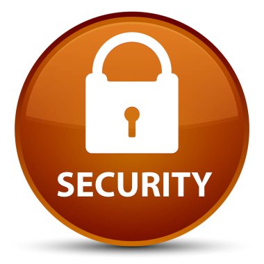 Güvenlik (asma kilit simgesi) özel kahverengi yuvarlak düğmesi