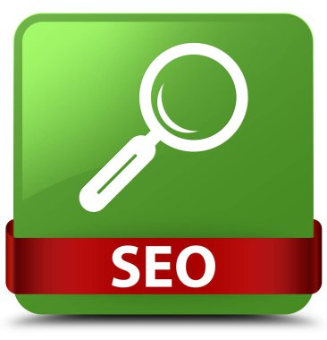 SEO yumuşak yeşil kare düğme kırmızı kurdele orta