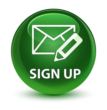 (Düzenleme posta simgesini) cam gibi yumuşak yeşil kaydolun düğmesini yuvarlak