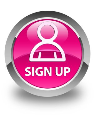 (Üye simgesi) parlak pembe kaydolun düğmesini yuvarlak