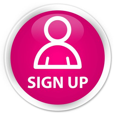 (Üye simgesi) sigorta primi pembe kaydolun düğmesini yuvarlak