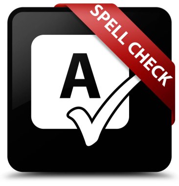 Onay siyah kare düğme kırmızı kurdele köşe yazım