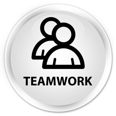 Ekip çalışması (grup simgesi) premium beyaz yuvarlak düğmesi