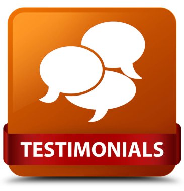 Görüşler (yorum simgesi) kahverengi kare düğme kırmızı kurdele m