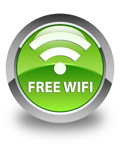 Free wifi glossy green round button — Stock Photo, Image