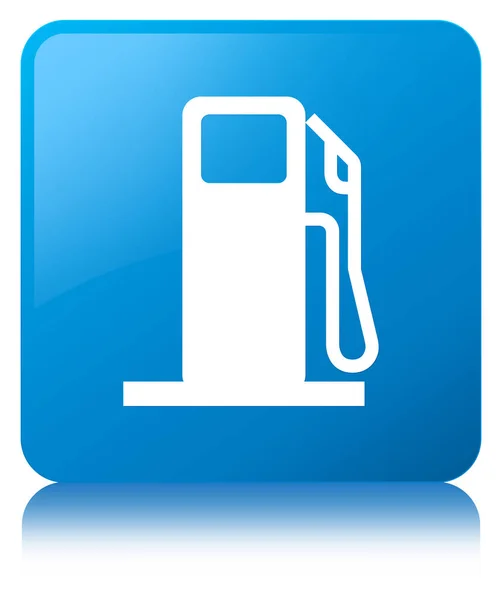 Icono del dispensador de combustible cyan azul botón cuadrado — Foto de Stock
