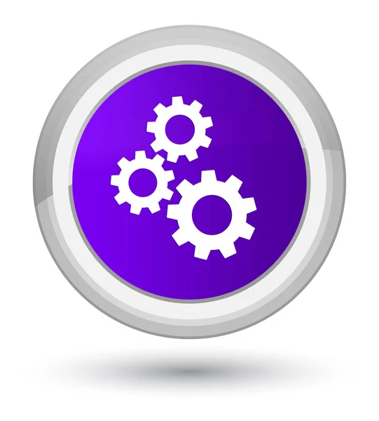 Gears icon prime purple round button — Stock Photo, Image