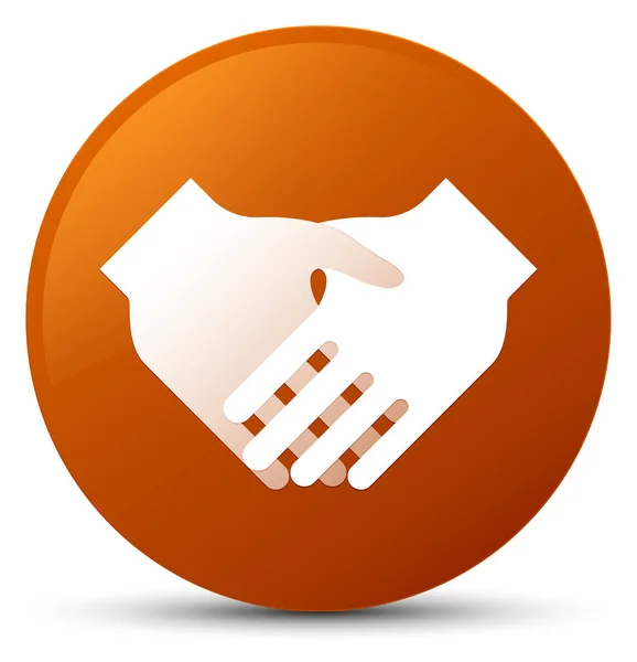 Handshake ícone marrom botão redondo — Fotografia de Stock
